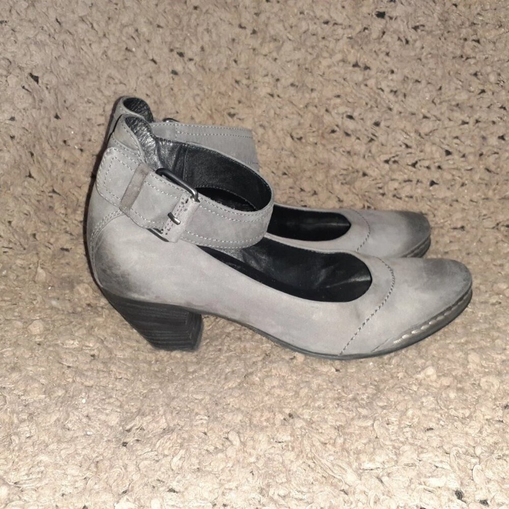 HOGL BRAND-Dark Gray Nubuck-Oiled Leather Areas-Ankle Wrap Strap Snap-Sz 6-NM - Picture 4 of 7